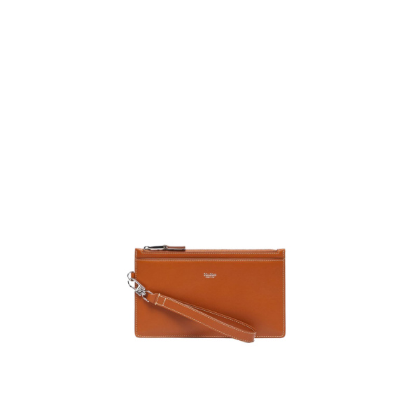 Max Mara Leather Wrist Strap Pouch in Rust | Wallets & Purses | Luxury Shoes 