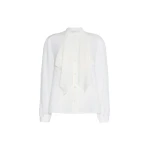 Max Mara Leccio Ruffled Silk Charmeuse Shirt in Silk White | Shirts | Luxury Shoes 