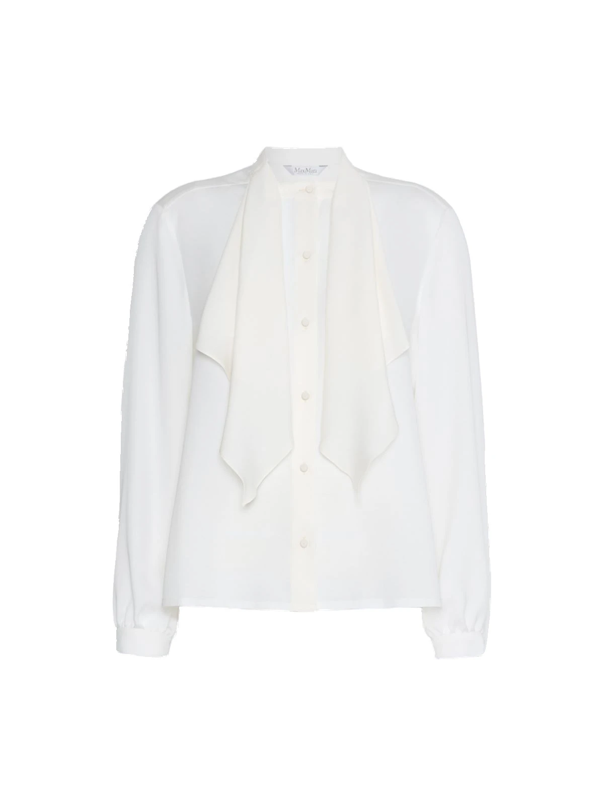 Max Mara Leccio Ruffled Silk Charmeuse Shirt in Silk White Max Mara Leccio Ruffled Silk Charmeuse Shirt in Silk White | Shirts | Luxury Shoes