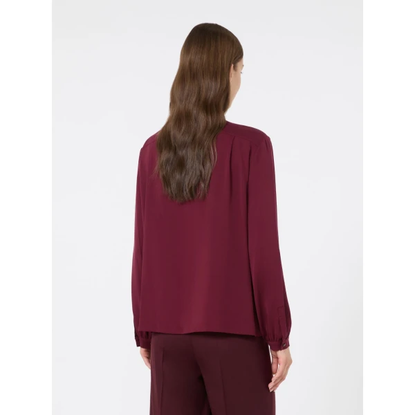 Max Mara Leccio Ruffled Silk Charmeuse Shirt in Wine | Shirts | Luxury Shoes 
