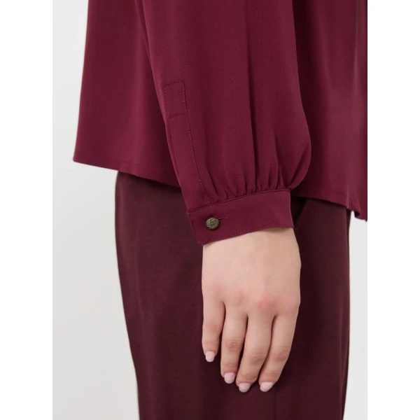 Max Mara Leccio Ruffled Silk Charmeuse Shirt in Wine | Shirts | Luxury Shoes 