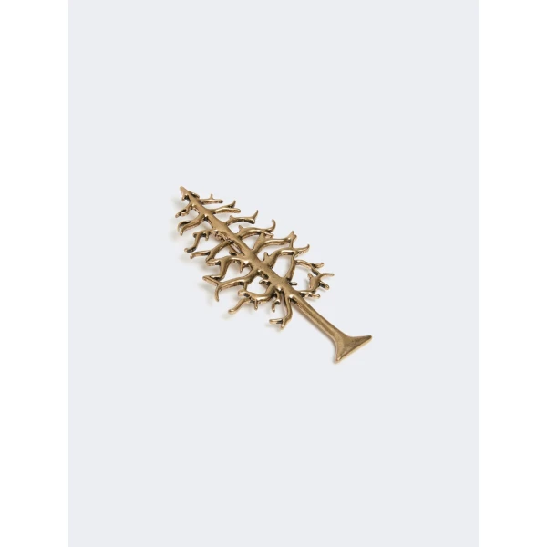 Max Mara Legno Metal Brooch in Gold | Brooches & Pins | Luxury Shoes 