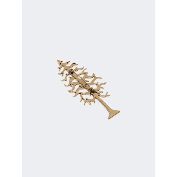 Max Mara Legno Metal Brooch in Gold | Brooches & Pins | Luxury Shoes 