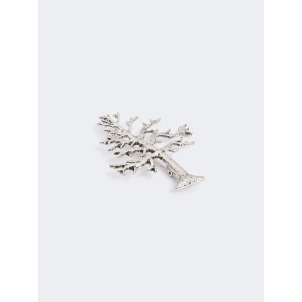Max Mara Legno Metal Brooch in Silver | Brooches & Pins | Luxury Shoes 