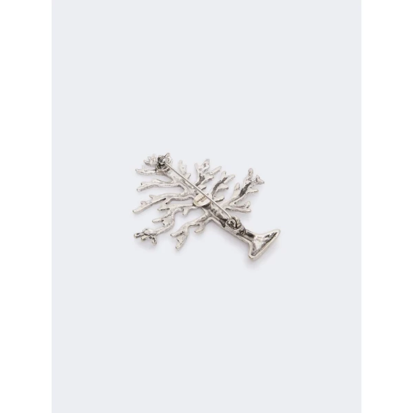 Max Mara Legno Metal Brooch in Silver | Brooches & Pins | Luxury Shoes 