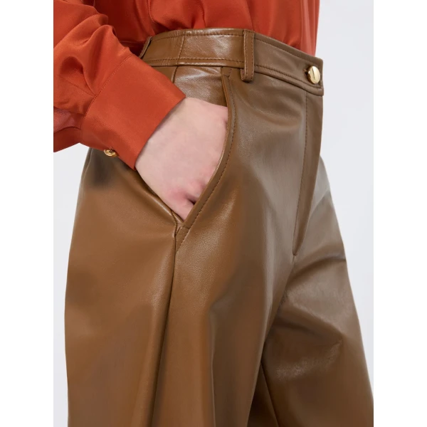 Max Mara Legno Nappa Leather Barrel-Leg Trousers in Caramel | Wide leg pants | Luxury Shoes 