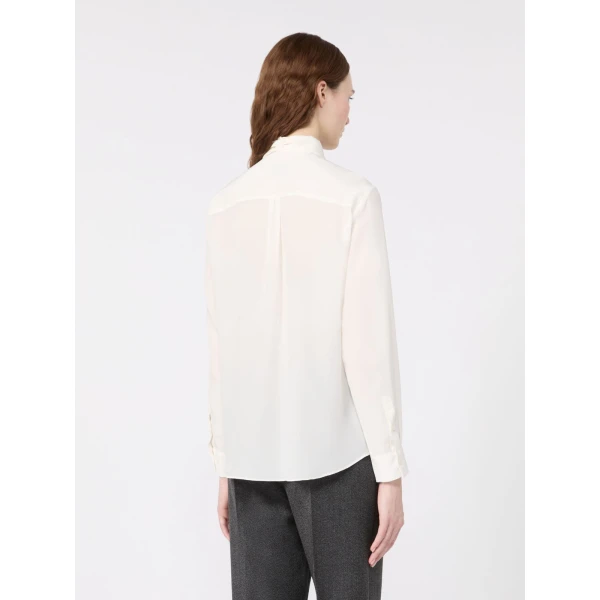 Max Mara Legume Silk Crepe de Chine Shirt in Optical White | Shirts | Luxury Shoes 