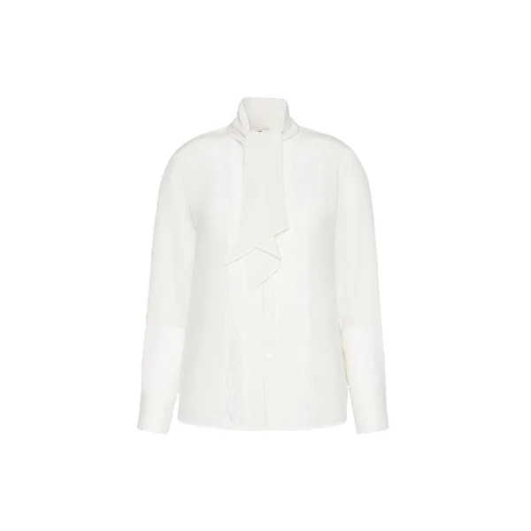 Legume Silk Crepe de Chine Shirt in Optical White