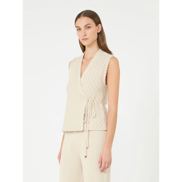 Max Mara Lembo Wool and Cashmere Gilet in Beige | Sweaters | Luxury Shoes 