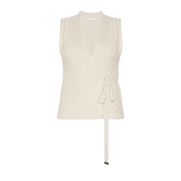 Max Mara Lembo Wool and Cashmere Gilet in Beige | Sweaters | Luxury Shoes 