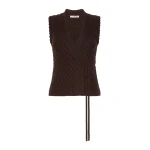 Max Mara Lembo Wool and Cashmere Gilet in Dark Brown | Sweaters | Luxury Shoes 