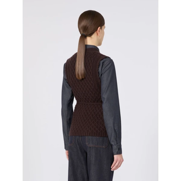 Max Mara Lembo Wool and Cashmere Gilet in Dark Brown | Sweaters | Luxury Shoes 