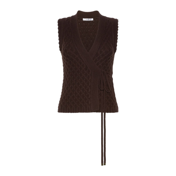 Max Mara Lembo Wool and Cashmere Gilet in Dark Brown | Sweaters | Luxury Shoes 