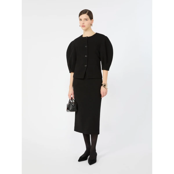 Max Mara Lesena Jacquard Jersey Midi Skirt in Black | Pencil Skirts | Luxury Shoes 