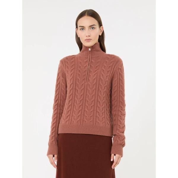 Max Mara Libero Cable-Knit Cashmere Sweater in Antique Rose | Sweaters | Luxury Shoes 