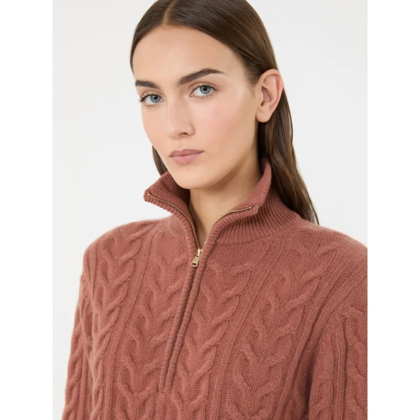 Max Mara Libero Cable-Knit Cashmere Sweater in Antique Rose | Sweaters | Luxury Shoes 