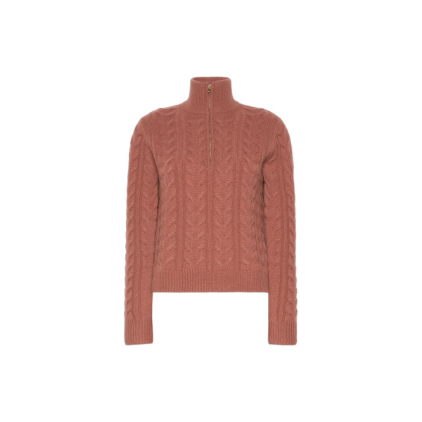 Max Mara Libero Cable-Knit Cashmere Sweater in Antique Rose | Sweaters | Luxury Shoes 
