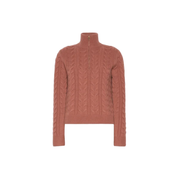 Libero Cable-Knit Cashmere Sweater in Antique Rose