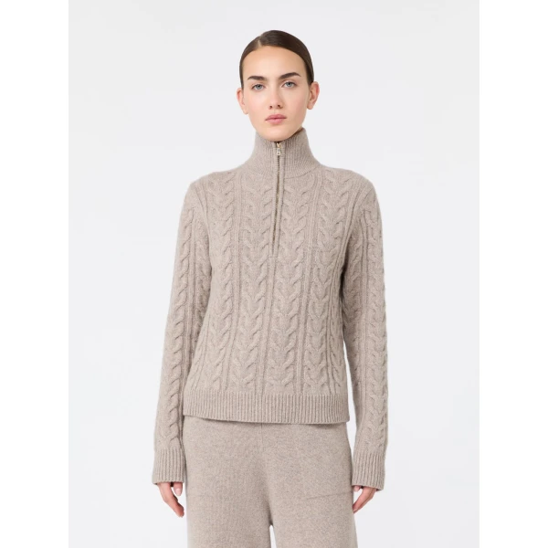 Max Mara Libero Cable-Knit Cashmere Sweater in Sand | Sweaters | Luxury Shoes 