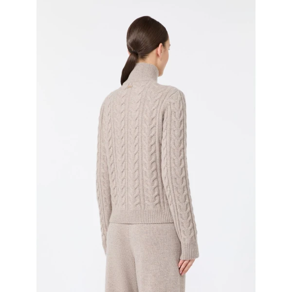 Max Mara Libero Cable-Knit Cashmere Sweater in Sand | Sweaters | Luxury Shoes 