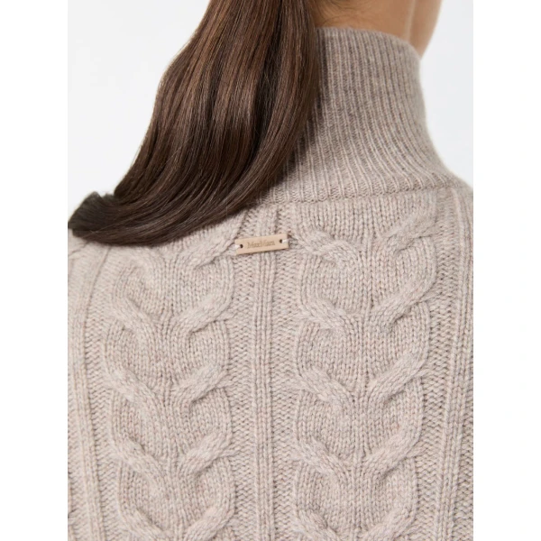 Max Mara Libero Cable-Knit Cashmere Sweater in Sand | Sweaters | Luxury Shoes 