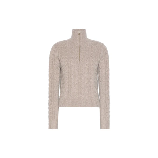 Libero Cable-Knit Cashmere Sweater in Sand