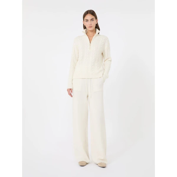 Max Mara Libero Cable-Knit Cashmere Sweater in White | Sweaters | Luxury Shoes 