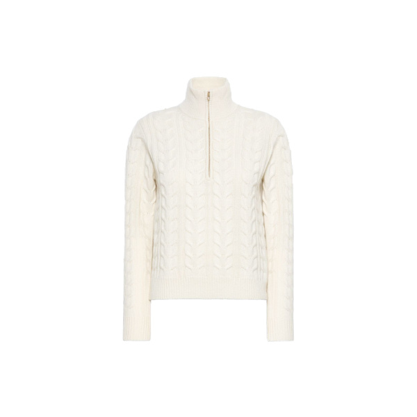 Max Mara Libero Cable-Knit Cashmere Sweater in White | Sweaters | Luxury Shoes 