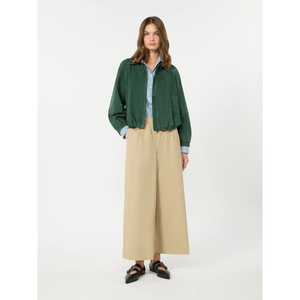 Max Mara Libero Flared Linen Gabardine Trousers in Beige | Wide leg pants | Luxury Shoes 
