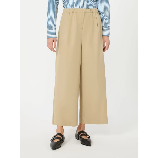 Max Mara Libero Flared Linen Gabardine Trousers in Beige | Wide leg pants | Luxury Shoes 