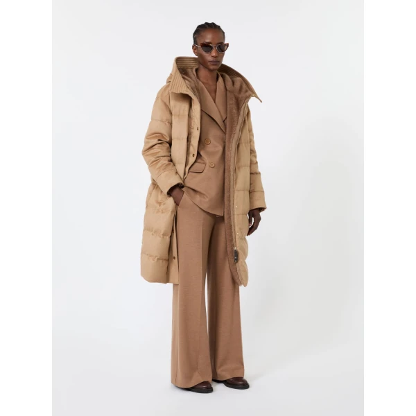 Max Mara Libero Midi Camel Drap Puffer Jacket in Beige | Coats | Luxury Shoes 