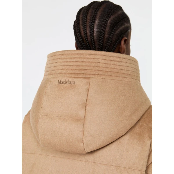 Max Mara Libero Midi Camel Drap Puffer Jacket in Beige | Coats | Luxury Shoes 