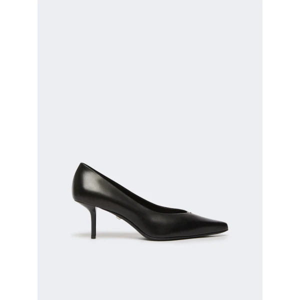 Max Mara Lightpump Smooth Leather Court Shoes in Black | Heels | Luxury Shoes 