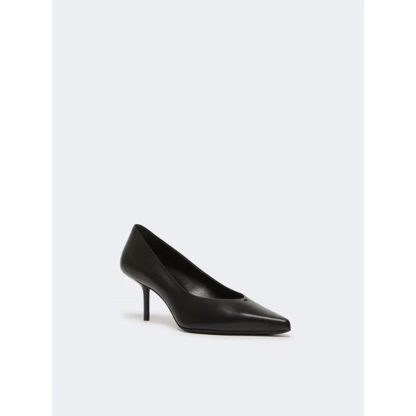 Max Mara Lightpump Smooth Leather Court Shoes in Black | Heels | Luxury Shoes 