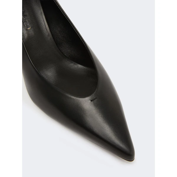 Max Mara Lightpump Smooth Leather Court Shoes in Black | Heels | Luxury Shoes 
