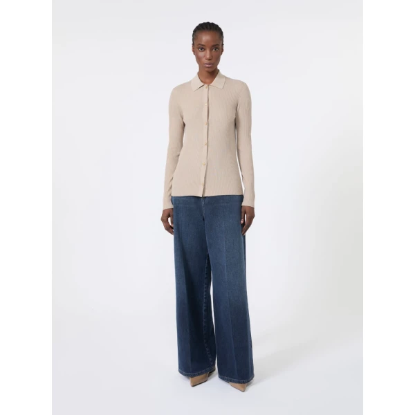 Max Mara Limone Fitted Wool Cardigan in Beige | Cardigan | Luxury Shoes 