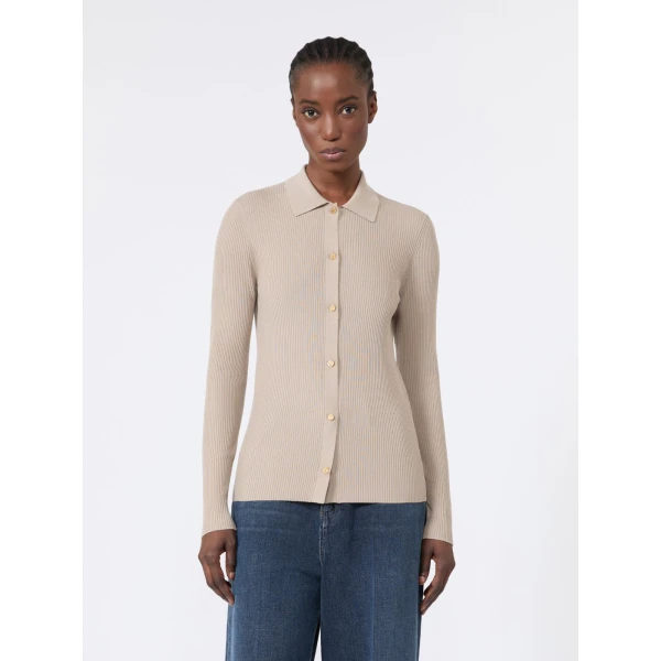 Max Mara Limone Fitted Wool Cardigan in Beige | Cardigan | Luxury Shoes 