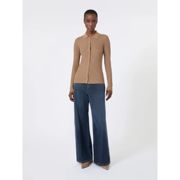 Max Mara Limone Fitted Wool Cardigan in Camel | Cardigan | Luxury Shoes 