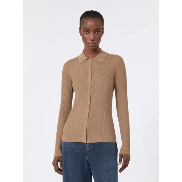 Max Mara Limone Fitted Wool Cardigan in Camel | Cardigan | Luxury Shoes 