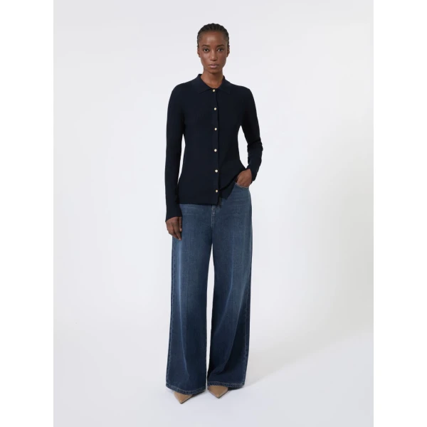 Max Mara Limone Fitted Wool Cardigan in Ultramarine | Cardigan | Luxury Shoes 