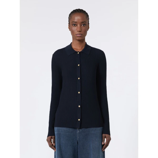 Max Mara Limone Fitted Wool Cardigan in Ultramarine | Cardigan | Luxury Shoes 