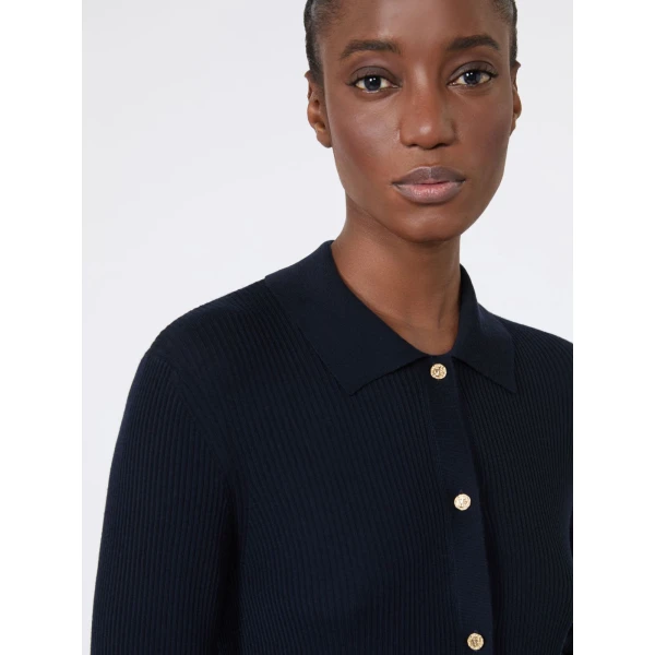 Max Mara Limone Fitted Wool Cardigan in Ultramarine | Cardigan | Luxury Shoes 