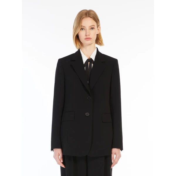 Max Mara Linz Single-Breasted Cady Blazer in Black | Blazers | Luxury Shoes 