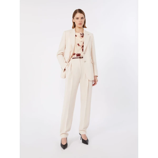 Max Mara Linz Single-Breasted Cady Blazer in Natural | Blazers | Luxury Shoes 