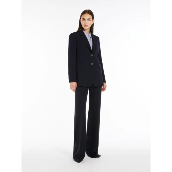 Max Mara Linz Single-Breasted Cady Blazer in Navy | Blazers | Luxury Shoes 