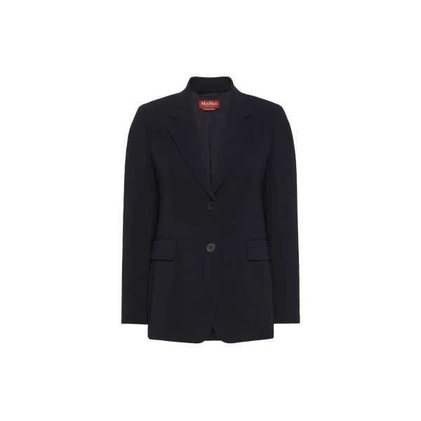Max Mara Linz Single-Breasted Cady Blazer in Navy | Blazers | Luxury Shoes 