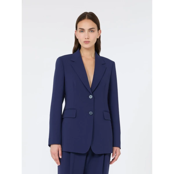 Max Mara Linz Single-Breasted Cady Blazer in Navy Style 2 | Blazers | Luxury Shoes 