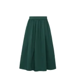 Max Mara Lira Cotton Satin Corolla Midi Skirt in Dark Green | Midi Skirts | Luxury Shoes 