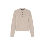 Max Mara Lisa Wool and Cashmere Grandad Sweater in Beige | Sweaters | Luxury Shoes 