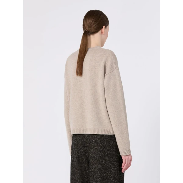Max Mara Lisa Wool and Cashmere Grandad Sweater in Beige | Sweaters | Luxury Shoes 